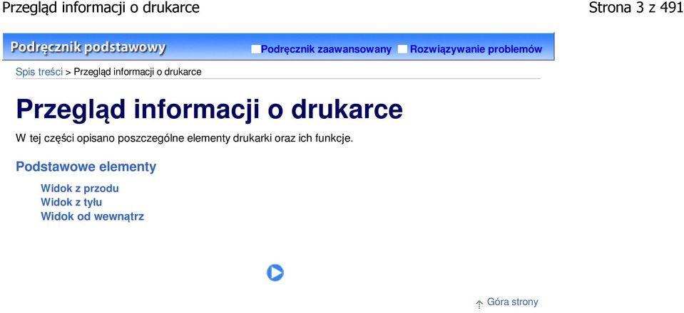 Przegląd informacji o drukarce W tej części opisano poszczególne elementy