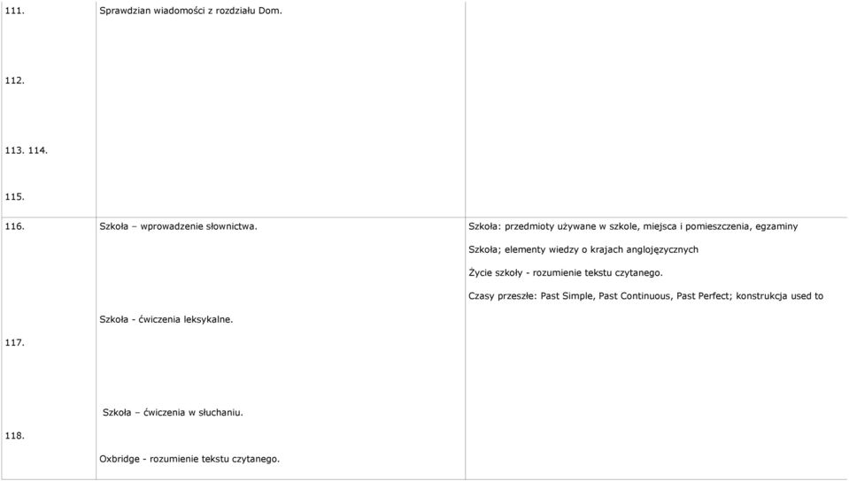 anglojęzycznych Życie szkoły - rozumienie tekstu czytanego.