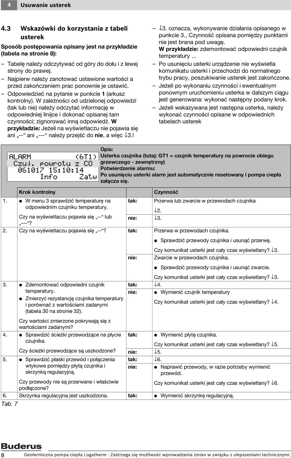 Najpierw należy zanotować ustawione wartości a przed zakończeniem prac ponownie je ustawić. Odpowiedzieć na pytanie w punkcie 1 (arkusz kontrolny).