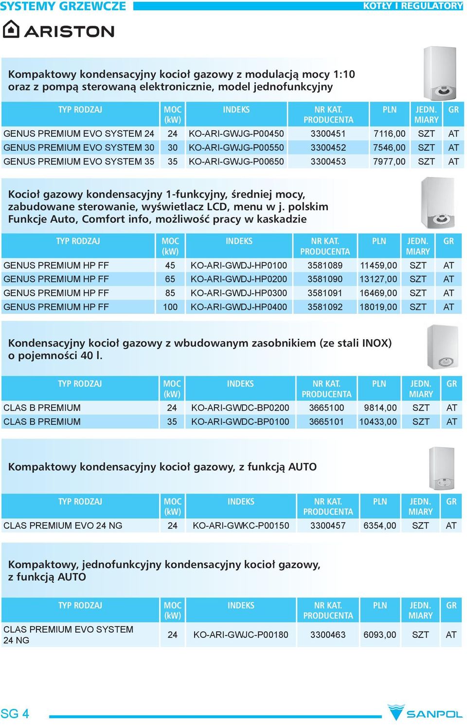 3300453 7977,00 SZT AT Kocioł gazowy kondensacyjny 1-funkcyjny, średniej mocy, zabudowane sterowanie, wyświetlacz LCD, menu w j.