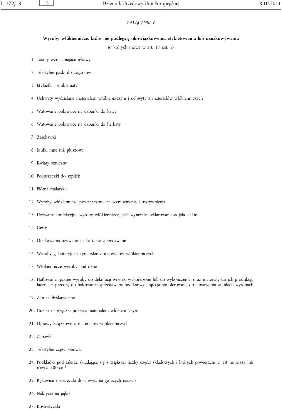 Watowane pokrowce na dzbanki do kawy 6. Watowane pokrowce na dzbanki do herbaty 7. Zarękawki 8. Mufki inne niż pluszowe 9. Kwiaty sztuczne 10. Poduszeczki do szpilek 11. Płótna malarskie 12.