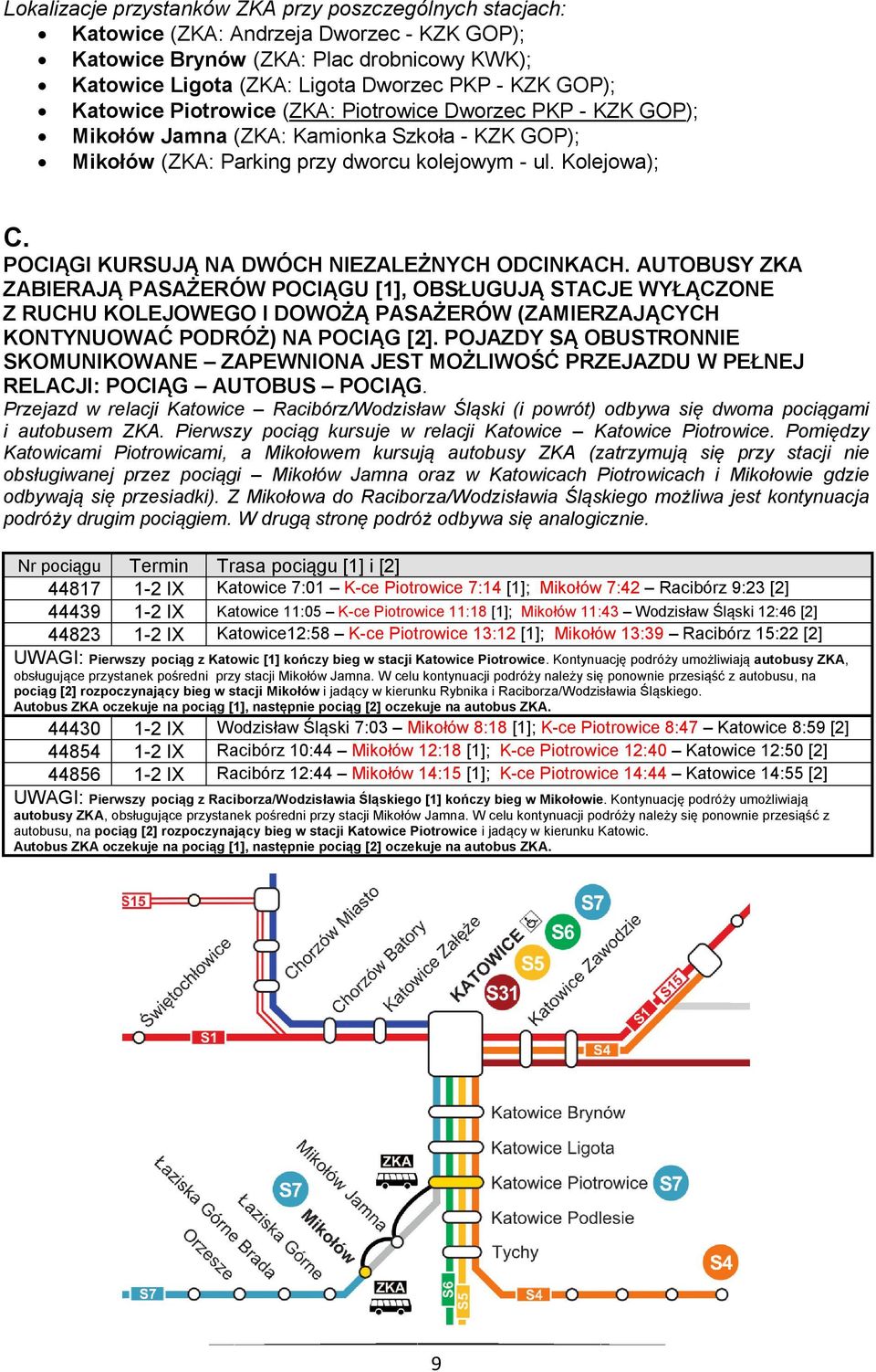 POCIĄGI KURSUJĄ NA DWÓCH NIEZALEŻNYCH ODCINKACH.