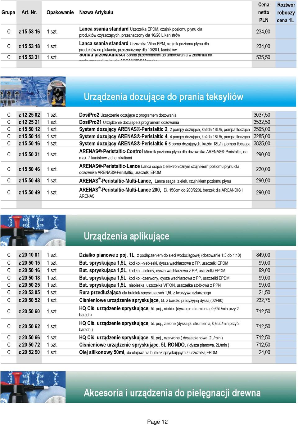 produktów do płukania, przeznaczony dla 10/20 L kanistrów Sonda przewodności Sonda przewodności do umocowania w zbiorniku na wodę zmywarki m.in.