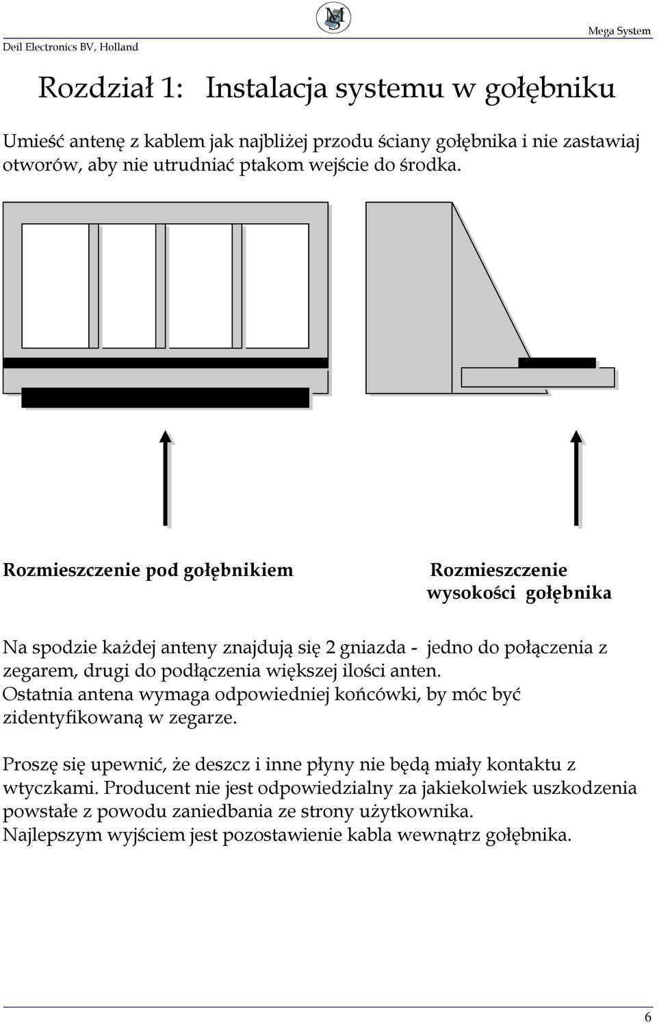 ilości anten. Ostatnia antena wymaga odpowiedniej końcówki, by móc być zidentyfikowaną w zegarze. Proszę się upewnić, że deszcz i inne płyny nie będą miały kontaktu z wtyczkami.