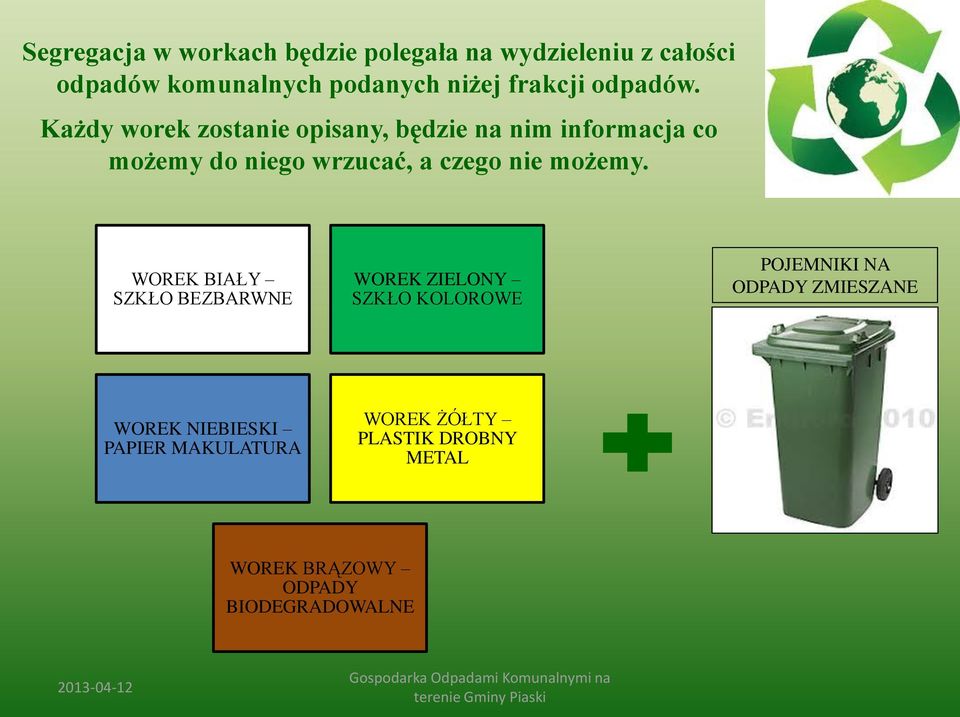 Każdy worek zostanie opisany, będzie na nim informacja co możemy do niego wrzucać, a czego nie możemy.