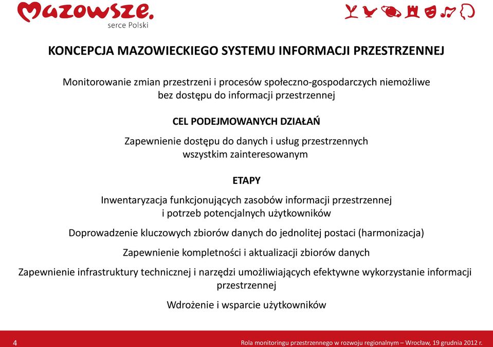 informacji przestrzennej i potrzeb potencjalnych użytkowników Doprowadzenie kluczowych zbiorów danych do jednolitej postaci (harmonizacja) Zapewnienie kompletności i