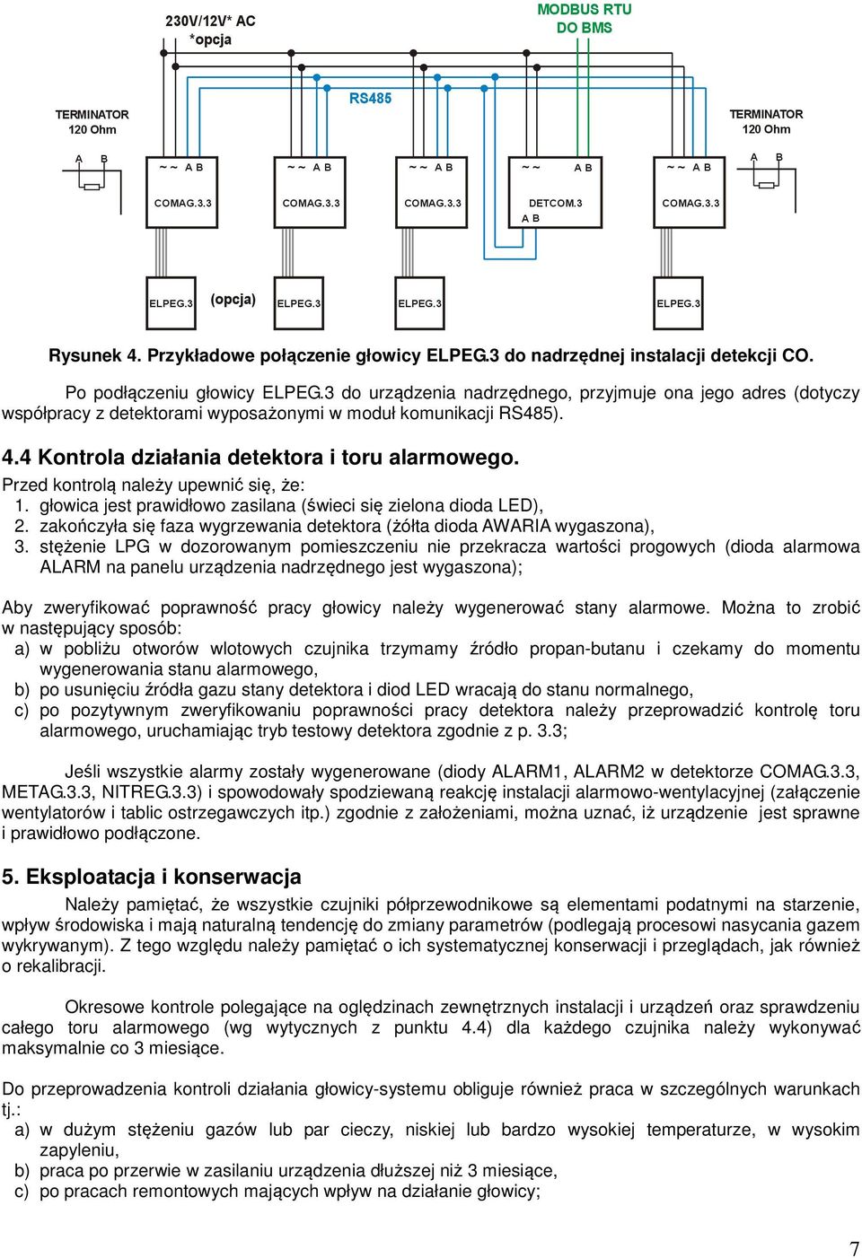 Przed kontrolą należy upewnić się, że: 1. głowica jest prawidłowo zasilana (świeci się zielona dioda LED), 2. zakończyła się faza wygrzewania detektora (żółta dioda AWARIA wygaszona), 3.