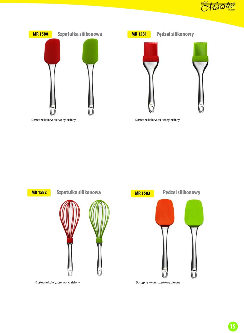 zielony MR 1582 Szpatułka silikonowa MR 1583 Pędzel silikonowy