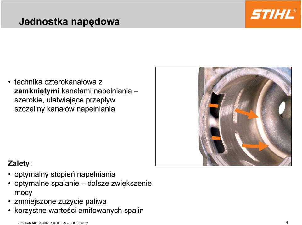 napełniania Zalety: optymalny stopień napełniania optymalne spalanie