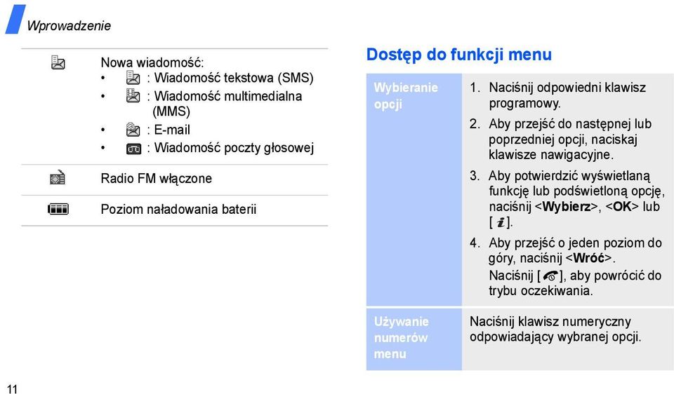 Aby przejść do następnej lub poprzedniej opcji, naciskaj klawisze nawigacyjne. 3.