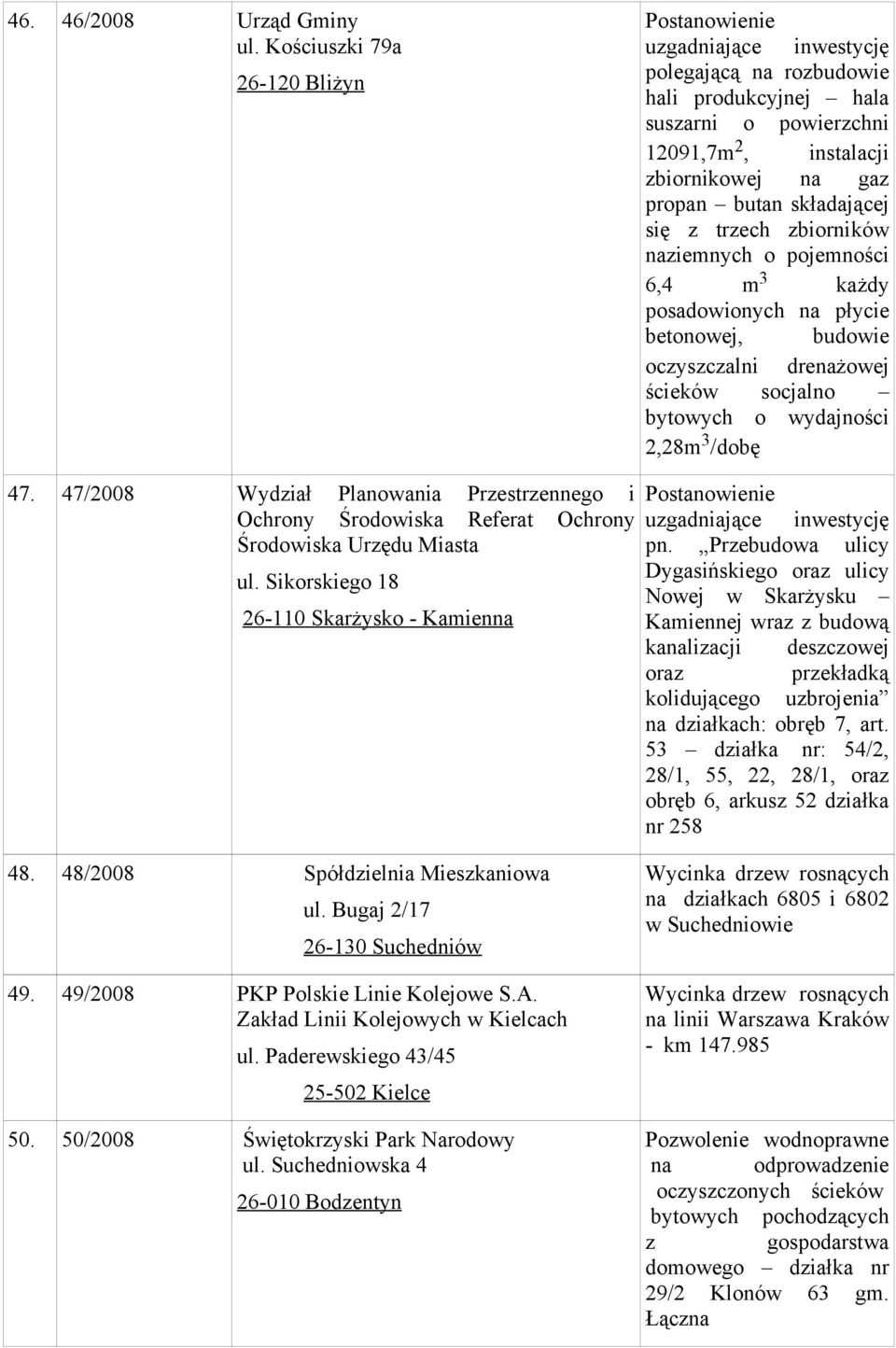 trzech zbiorników naziemnych o pojemności 6,4 m 3 każdy posadowionych na płycie betonowej, budowie oczyszczalni drenażowej ścieków socjalno bytowych o wydajności 2,28m 3 /dobę 47.