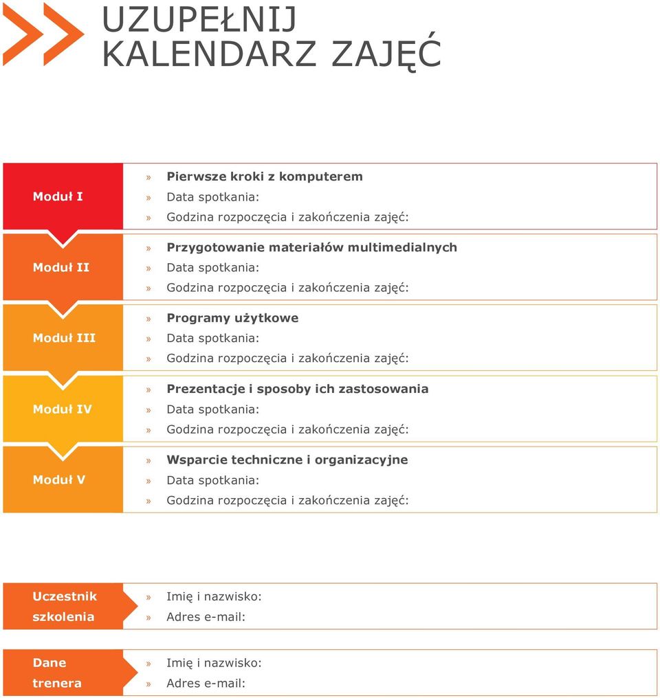 rozpoczęcia i zakończenia zajęć: Prezentacje i sposoby ich zastosowania Data spotkania: Godzina rozpoczęcia i zakończenia zajęć: Wsparcie techniczne i