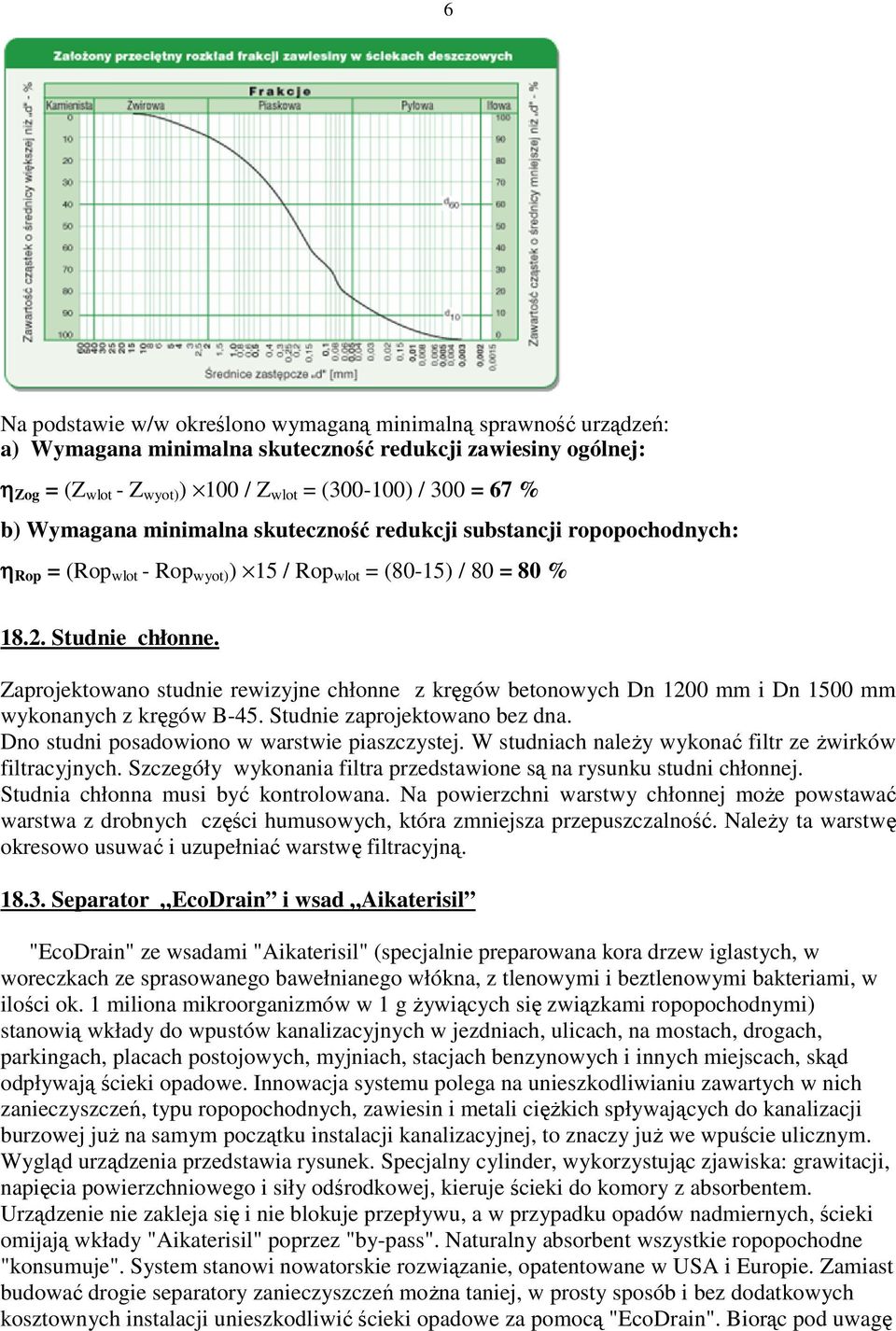 Zaprojektowano studnie rewizyjne chłonne z kręgów betonowych Dn 1200 mm i Dn 1500 mm wykonanych z kręgów B-45. Studnie zaprojektowano bez dna. Dno studni posadowiono w warstwie piaszczystej.