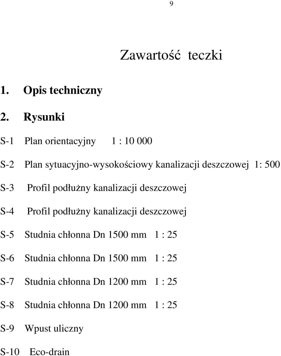 S-3 Profil podłuŝny kanalizacji deszczowej S-4 Profil podłuŝny kanalizacji deszczowej S-5 Studnia