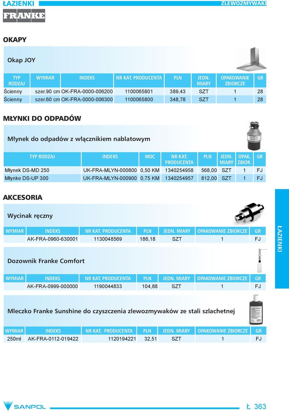 OPAK, Młynek DS-MD 250 UK-FRA-MLYN-000800 0,50 KM 1340254958 568,00 SZT 1 FJ Młynke DS-UP 300 UK-FRA-MLYN-000900 0,75 KM 1340254957 812,00 SZT 1 FJ AKCESORIA Wycinak ręczny WYMIAR INDEKS NR