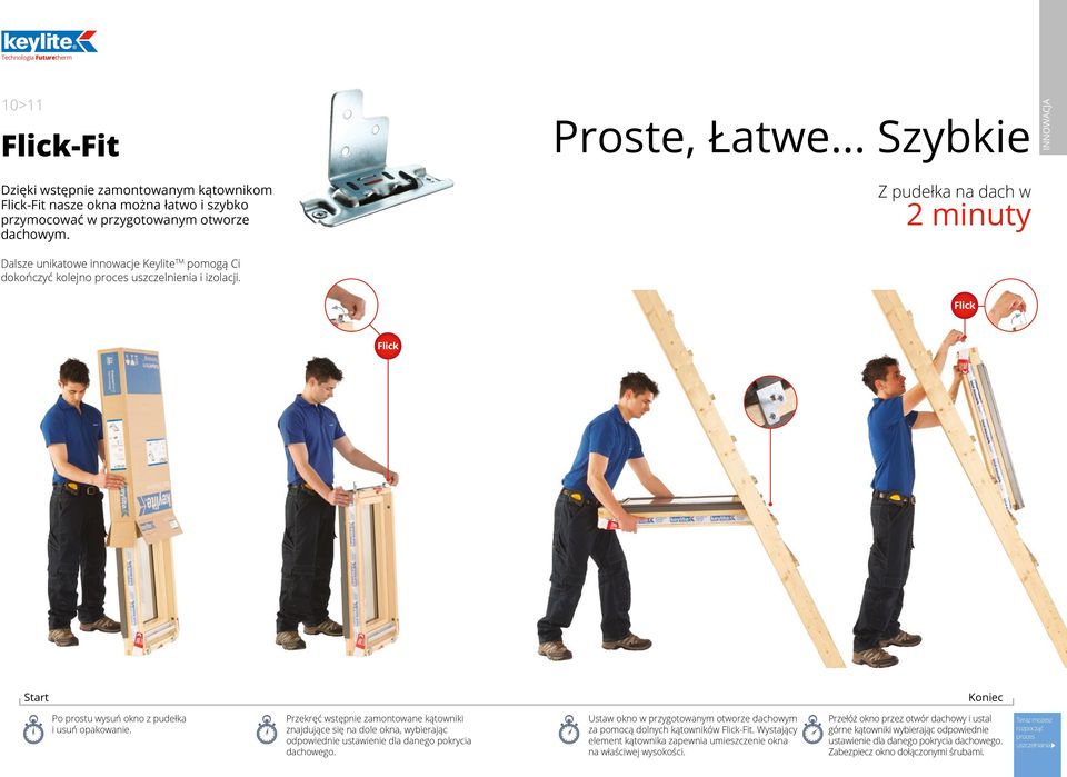 .. Szybkie Z pudełka na dach w 2 minuty INNOWACJA Flick Flick Start Koniec Po prostu wysuń okno z pudełka i usuń opakowanie.