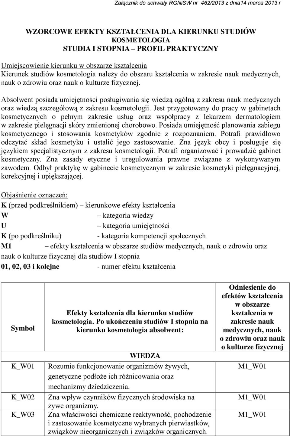 Absolwent posiada umiejętności posługiwania się wiedzą ogólną z zakresu nauk medycznych oraz wiedzą szczegółową z zakresu kosmetologii.