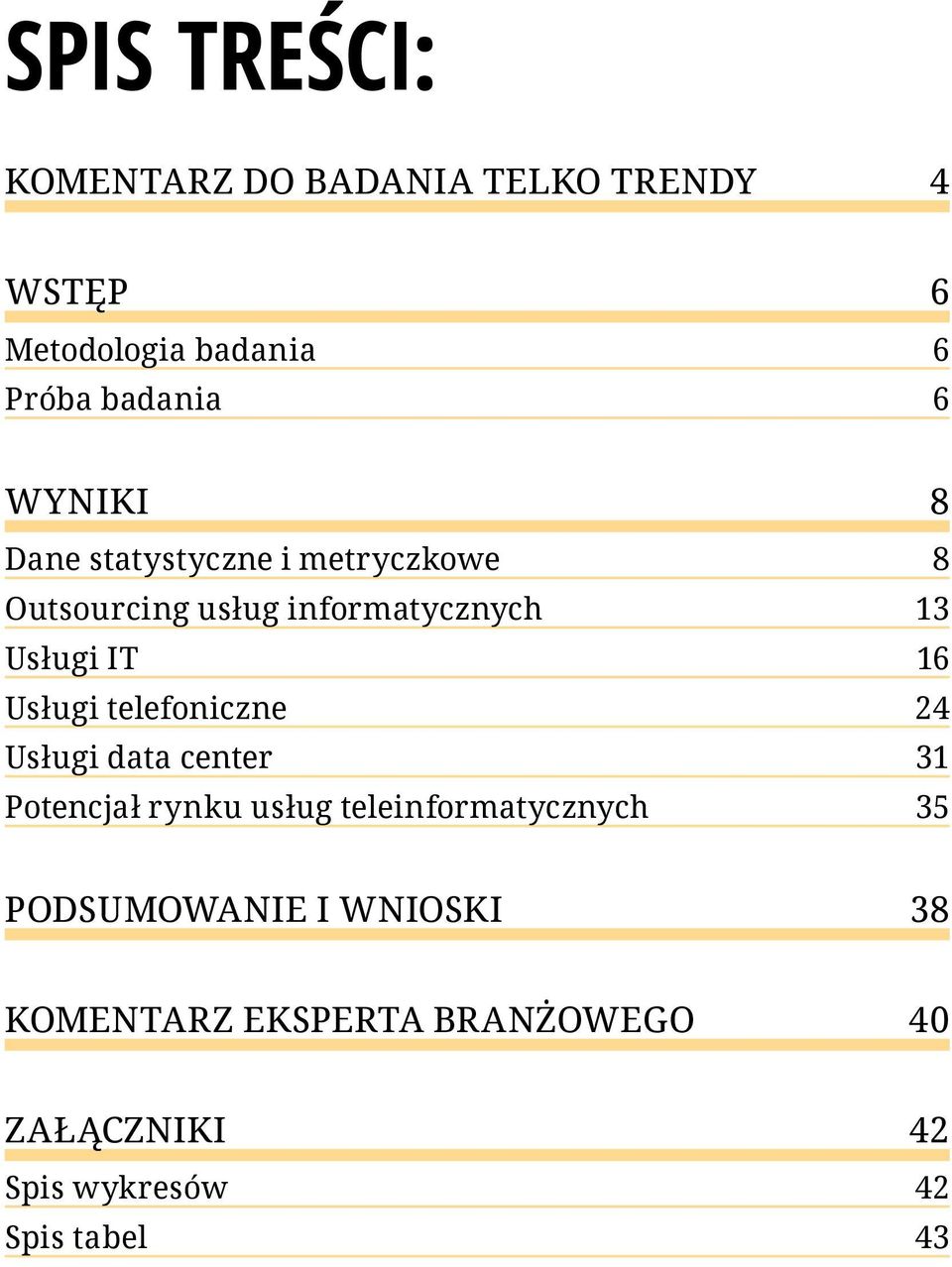 Usługi telefoniczne 24 Usługi data center 31 Potencjał rynku usług teleinformatycznych 35