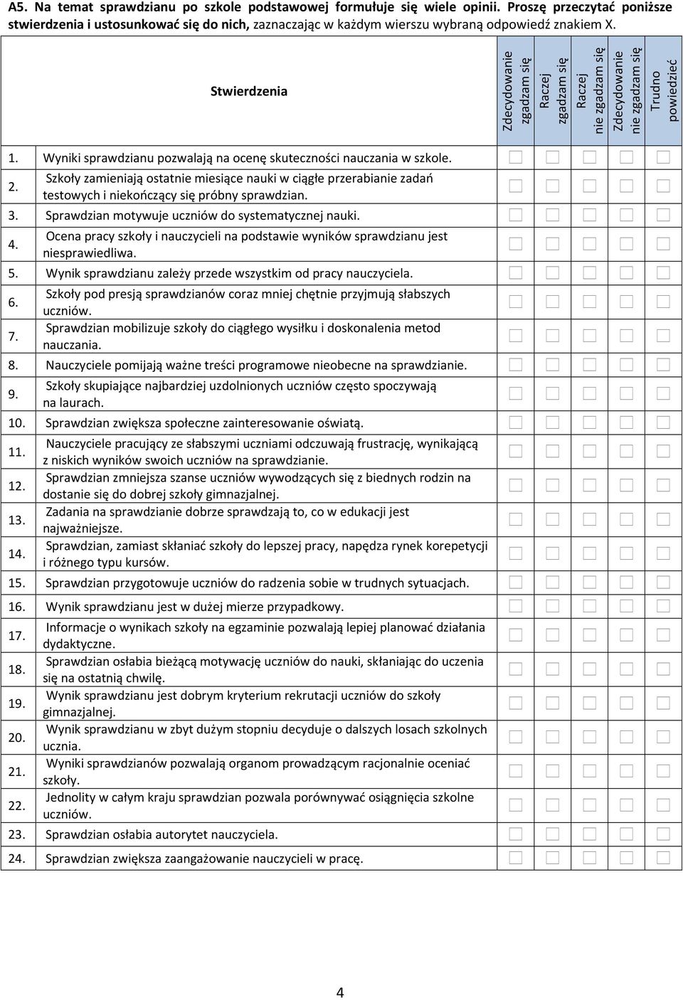 2. Szkoły zamieniają ostatnie miesiące nauki w ciągłe przerabianie zadań testowych i niekończący się próbny sprawdzian. 3. Sprawdzian motywuje uczniów do systematycznej nauki. 4.