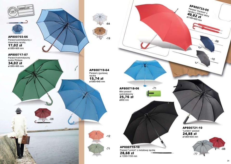 AP800719-64 Parasol z gumową rączką 15,74 zł ø1060 840 mm AP800718 Mini parasol automatyczny 25,76 zł ø850 mm -71-08