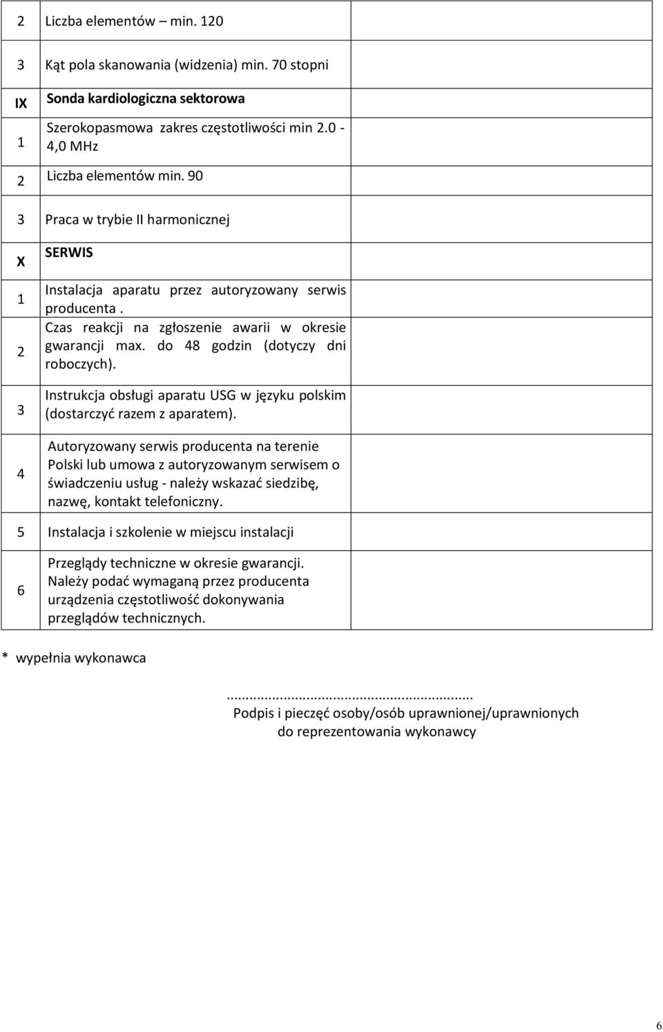 Instrukcja obsługi aparatu USG w języku polskim (dostarczyć razem z aparatem).