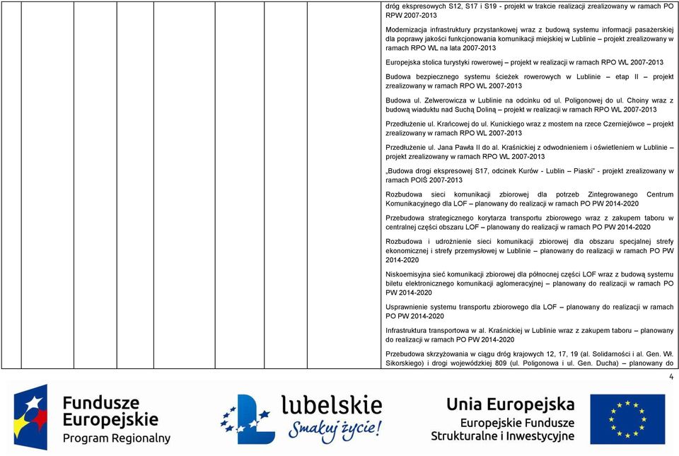 Budowa bezpiecznego systemu ścieżek rowerowych w ie etap II projekt zrealizowany w ramach RPO WL 2007-2013 Budowa ul. Zelwerowicza w ie na odcinku od ul. Poligonowej do ul.