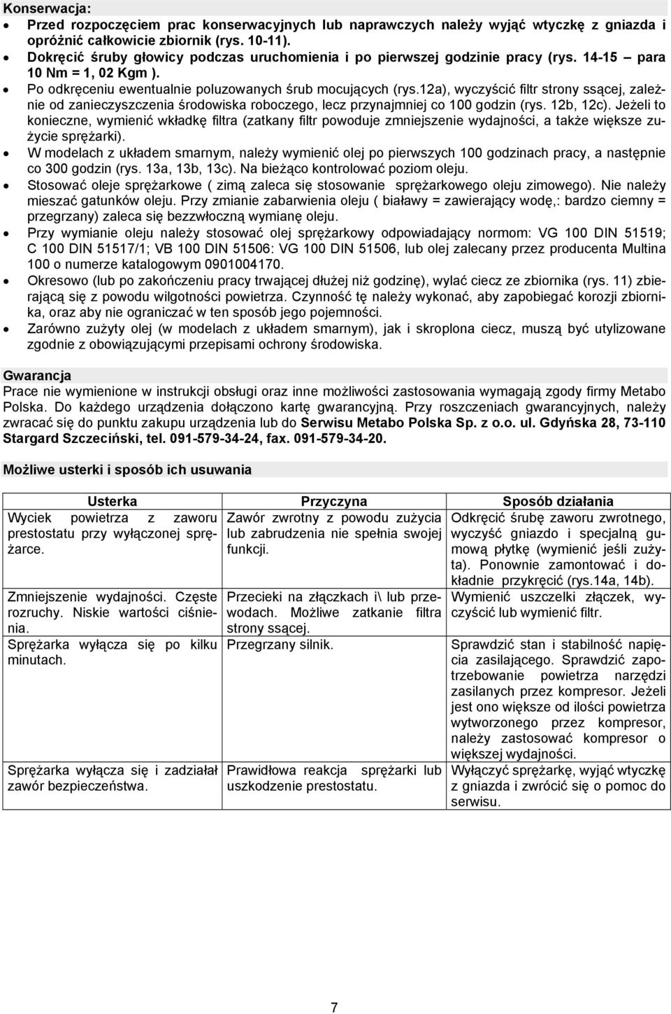 12a), wyczyścić filtr strony ssącej, zależnie od zanieczyszczenia środowiska roboczego, lecz przynajmniej co 100 godzin (rys. 12b, 12c).