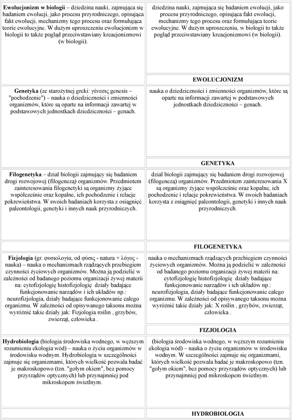 dziedzina nauki, zajmująca się badaniem ewolucji, jako procesu przyrodniczego, opisująca fakt ewolucji, mechanizmy tego procesu oraz formułująca teorie ewolucyjne.