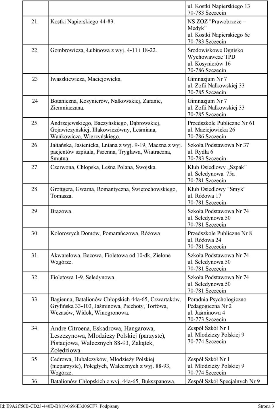 Zofii Nałkowskiej 33 70-785 Szczecin 24 Botaniczna, Kosynierów, Nałkowskiej, Zaranie, Ziemniaczana. 25.