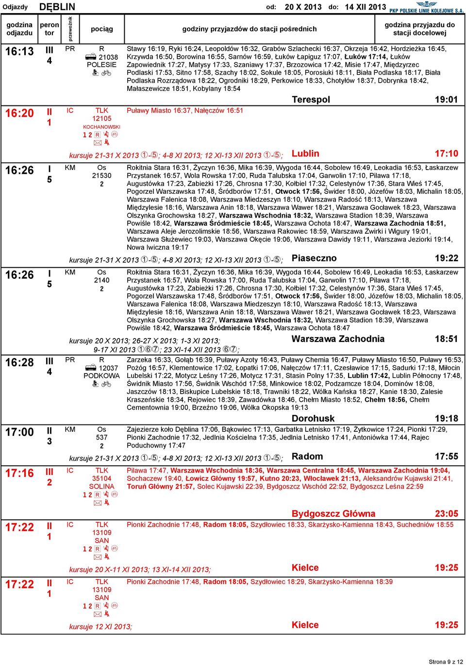 Szaniawy 7:7, Brzozowica 7:, Misie 7:7, Międzyrzec Podlaski 7:, Sitno 7:8, Szachy 8:0, Sokule 8:0, Porosiuki 8:, Biała Podlaska 8:7, Biała Podlaska ozrządowa 8:, Ogrodniki 8:9, Perkowice 8:, Chotyłów