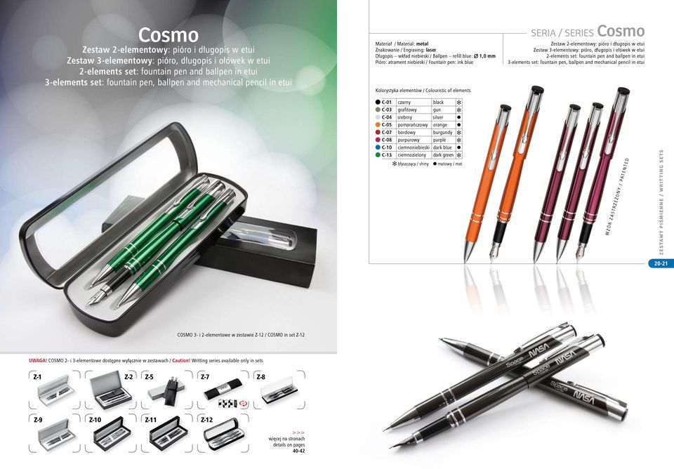 mechanical pencil in etui C-01 czarny C-03 grafitowy gun C-04 srebrny silver C-05 pomarańczowy orange C-07 bordowy burgundy C-08 purpurowy purple C-10 ciemnoniebieski dark blue C-13 ciemnozielony