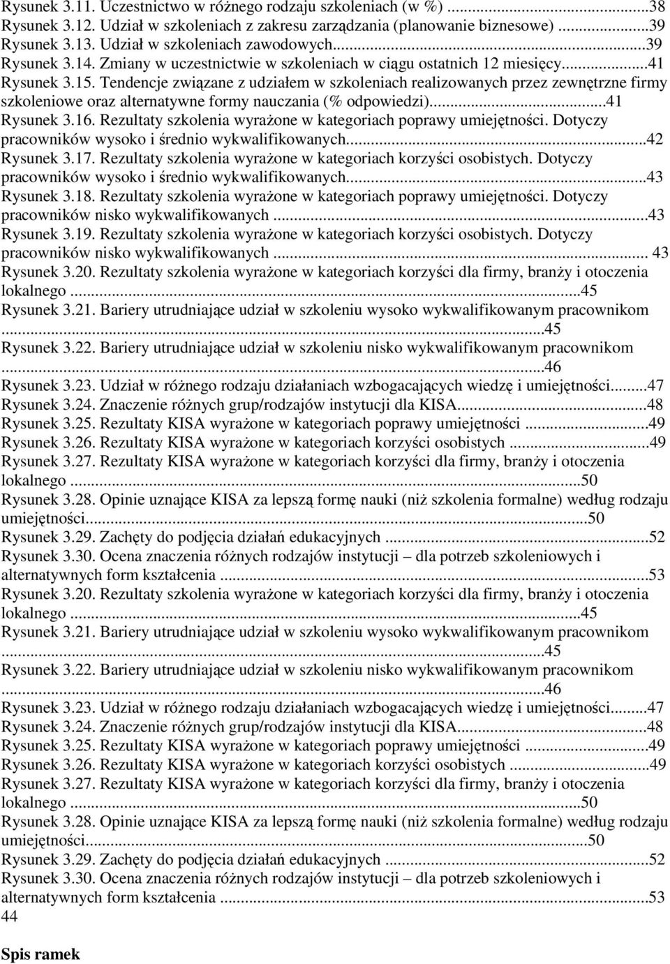 Tendencje związane z udziałem w szkoleniach realizowanych przez zewnętrzne firmy szkoleniowe oraz alternatywne formy nauczania (% odpowiedzi)...41 Rysunek 3.16.