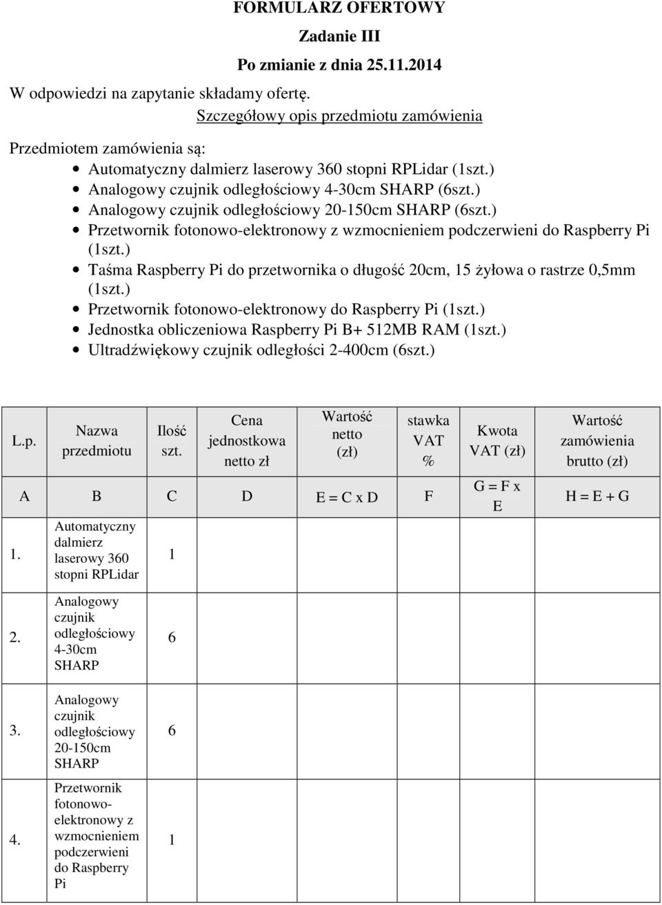 ) Analogowy czujnik odległościowy 20-50cm SHARP (szt.) Przetwornik fotonowo-elektronowy z wzmocnieniem podczerwieni do Raspberry Pi (szt.