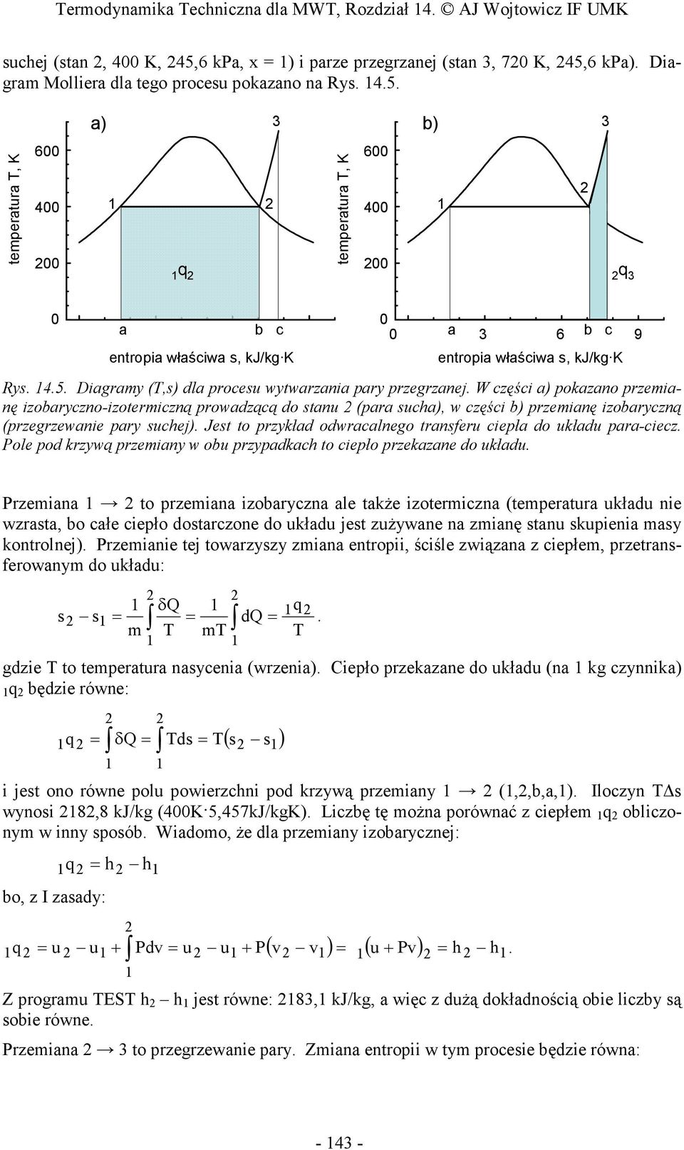 4.5. Dagramy (,s) dla procesu wytwarzana pary przegrzanej.