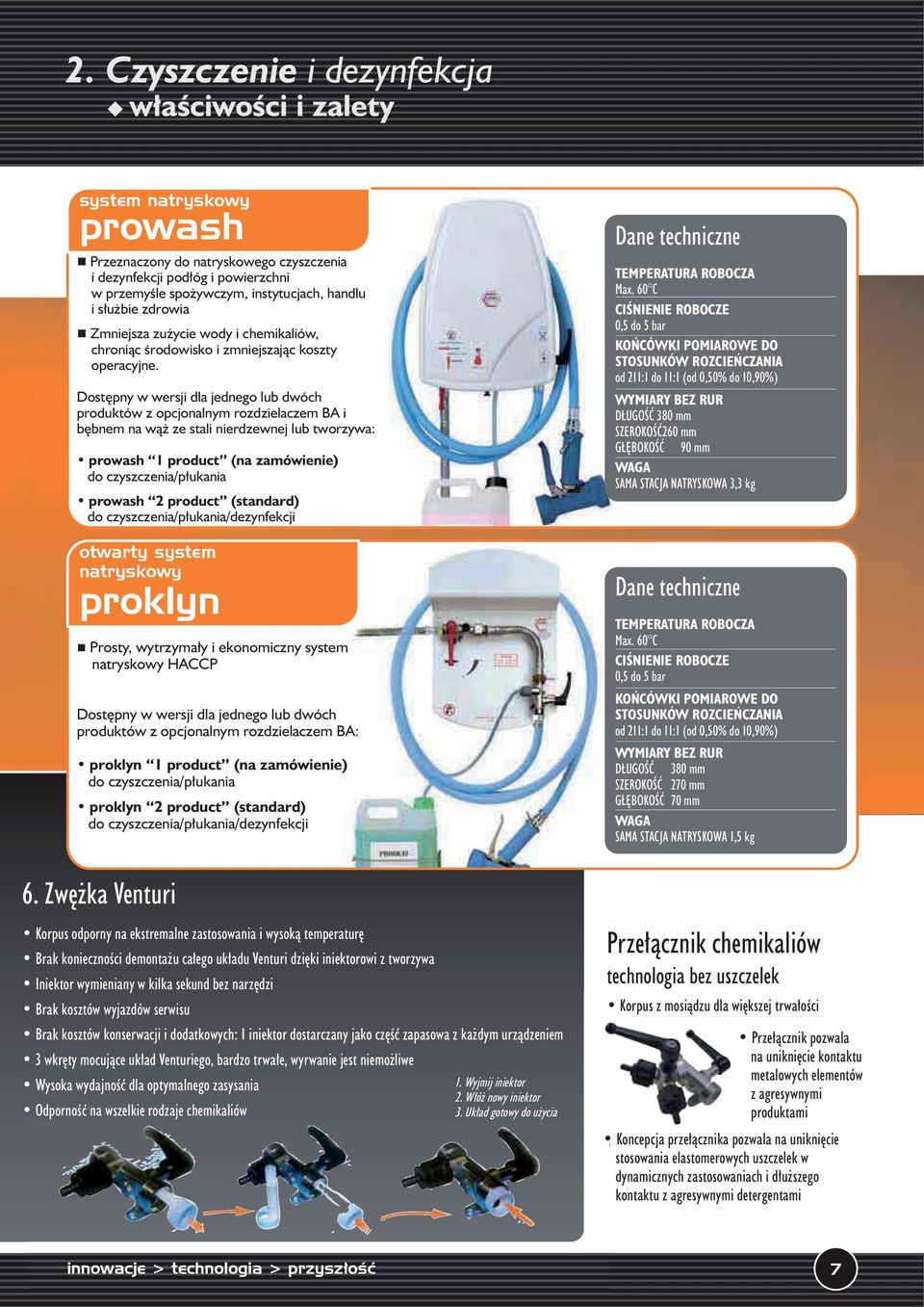 Dostępny w wersji dla jednego lub dwóch produktów z opcjonalnym rozdzielaczem BA i bębnem na wąż ze stali nierdzewnej lub tworzywa: prowash 1 product (na zamówienie) do czyszczenia/płukania prowash 2