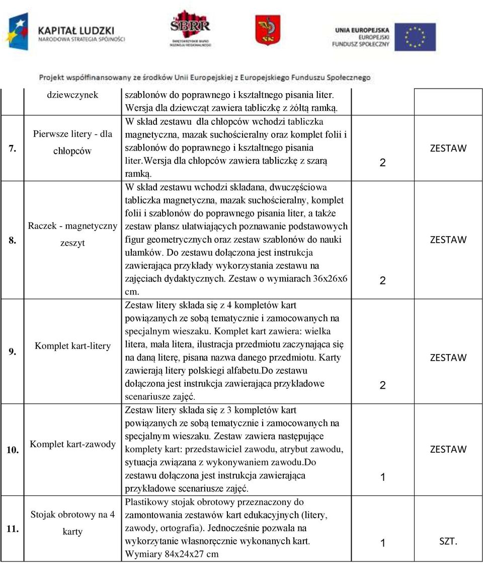 wersja dla chłopców zawiera tabliczkę z szarą ramką.