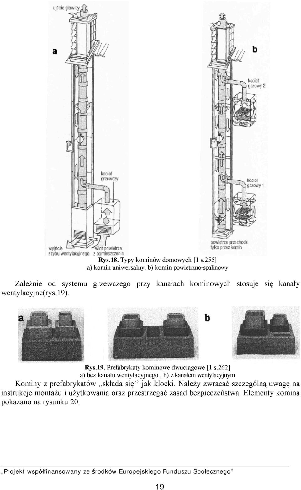 się kanały wentylacyjne(rys.19). Rys.19. Prefabrykaty kominowe dwuciągowe [1 s.