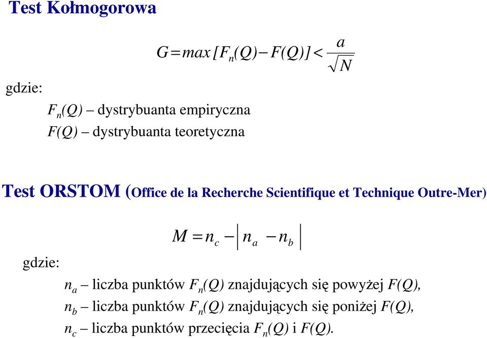 Outre-Mer) gdzie: M = n c n a n n a liczba punktów F n (Q) znajdujących się powyŝej F(Q), n