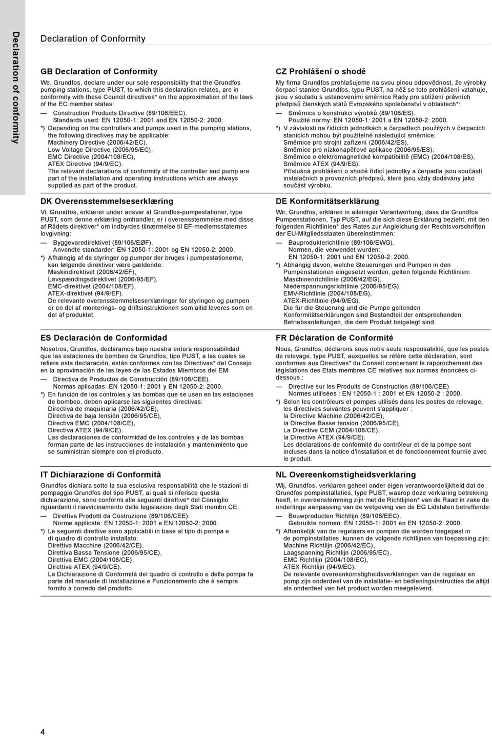 Standards used: EN 12050-1: 2001 and EN 12050-2: 2000.