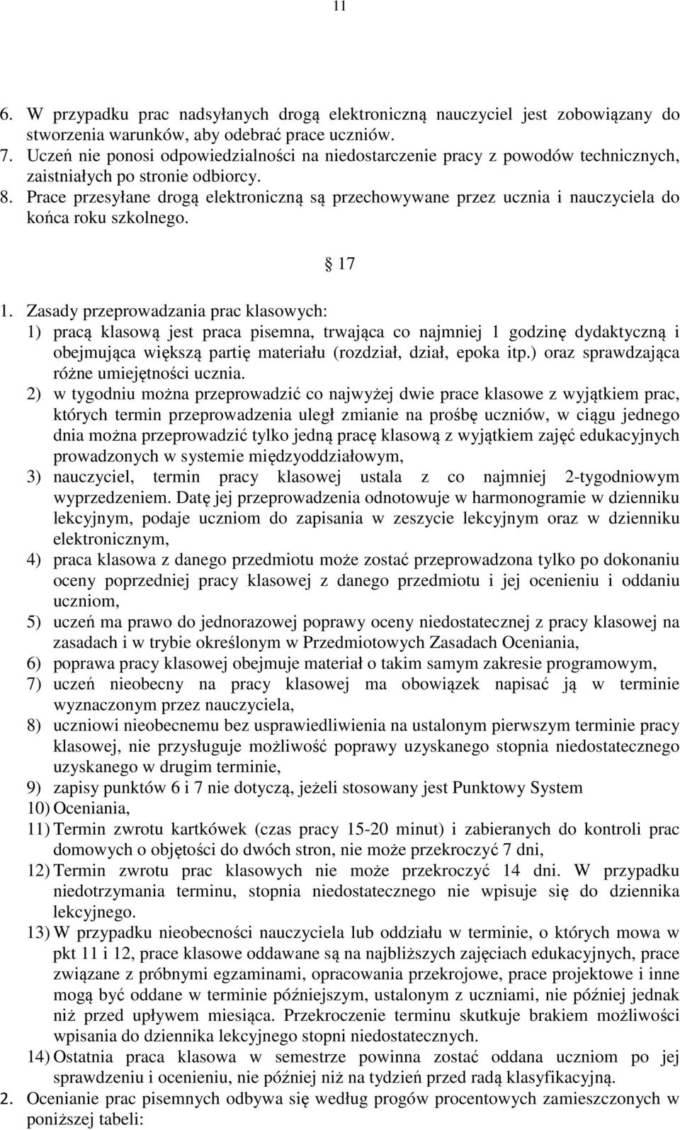 Prace przesyłane drogą elektroniczną są przechowywane przez ucznia i nauczyciela do końca roku szkolnego. 17 1.