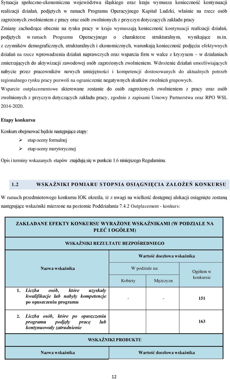 podjętych w ramach Programu Operacyjnego o charakterze strukturalnym, wynikające m.in.