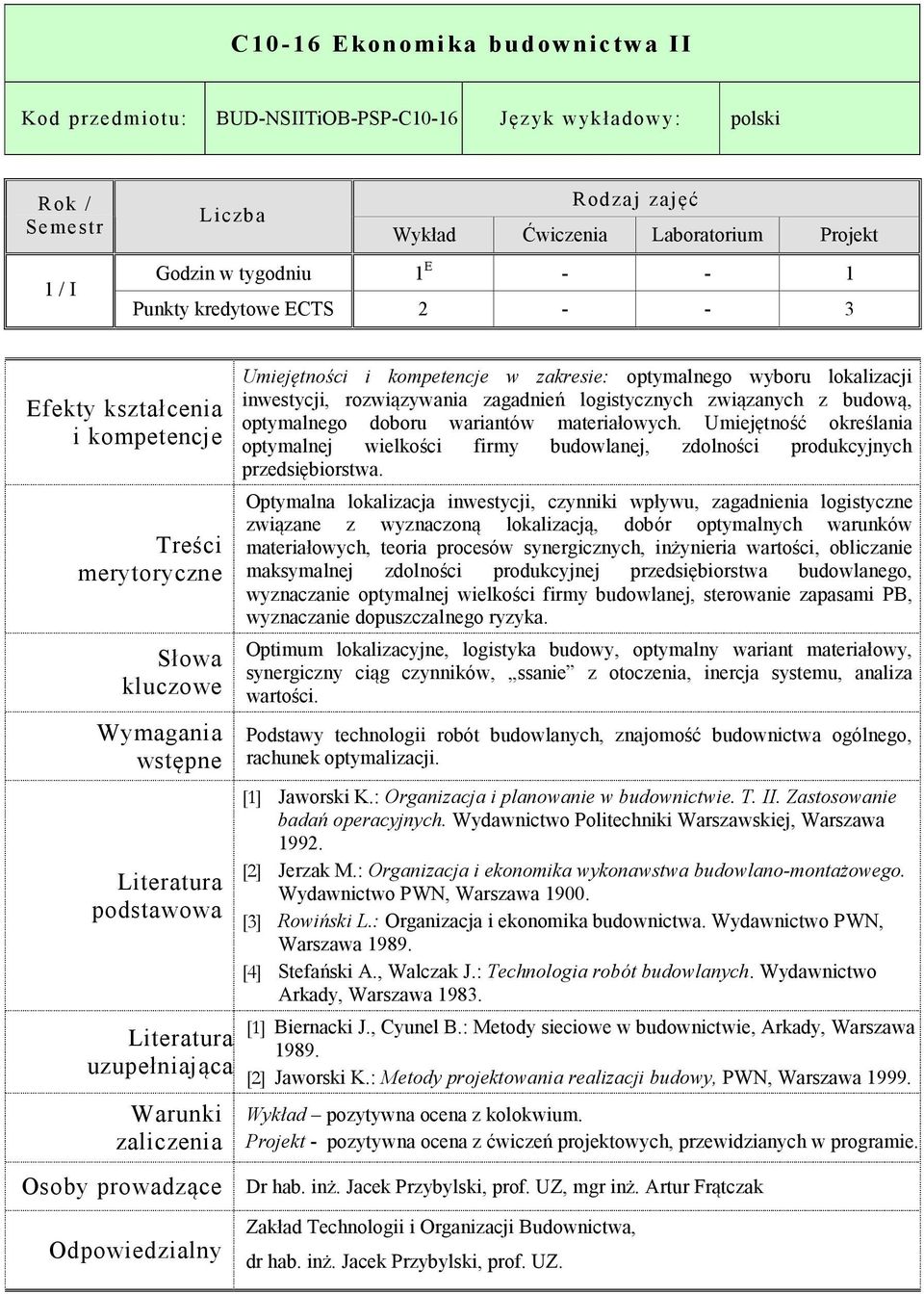 Umiejętność określania optymalnej wielkości firmy budowlanej, zdolności produkcyjnych przedsiębiorstwa.