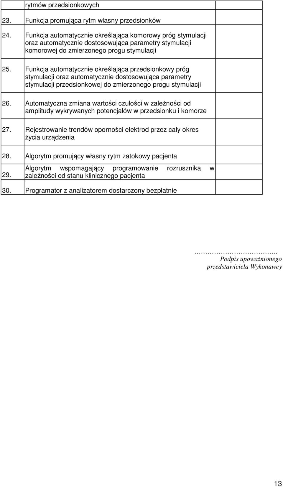 Funkcja automatycznie określająca przedsionkowy próg stymulacji oraz automatycznie dostosowująca parametry stymulacji przedsionkowej do zmierzonego progu stymulacji 26.