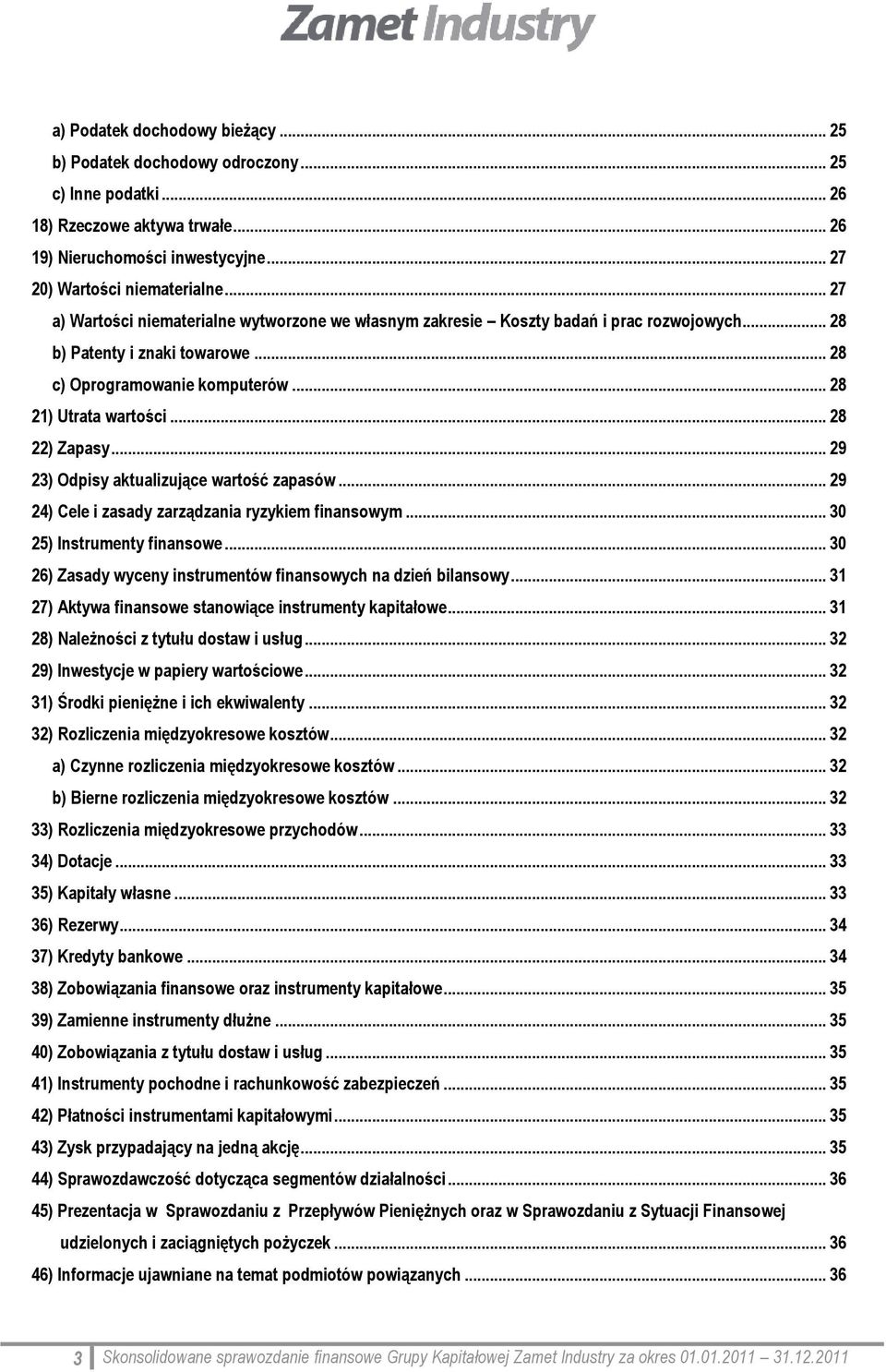 .. 28 22) Zapasy... 29 23) Odpisy aktualizujące wartość zapasów... 29 24) Cele i zasady zarządzania ryzykiem finansowym... 30 25) Instrumenty finansowe.