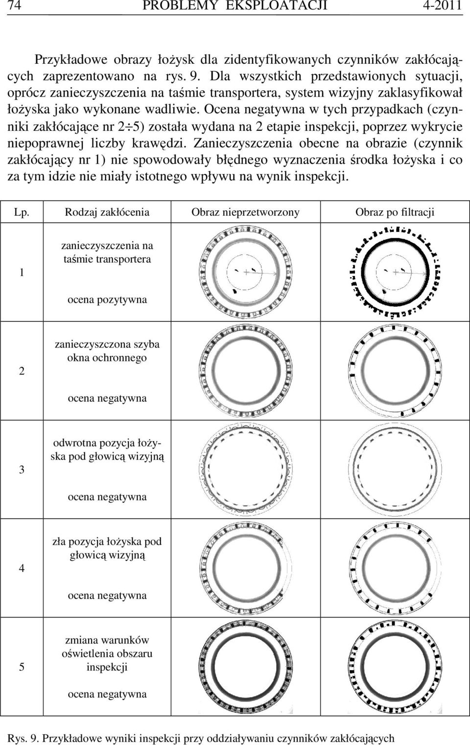 Ocena negatywna w tych przypadkach (czynniki zakłócające nr 2 5) została wydana na 2 etapie inspekcji, poprzez wykrycie niepoprawnej liczby krawędzi.