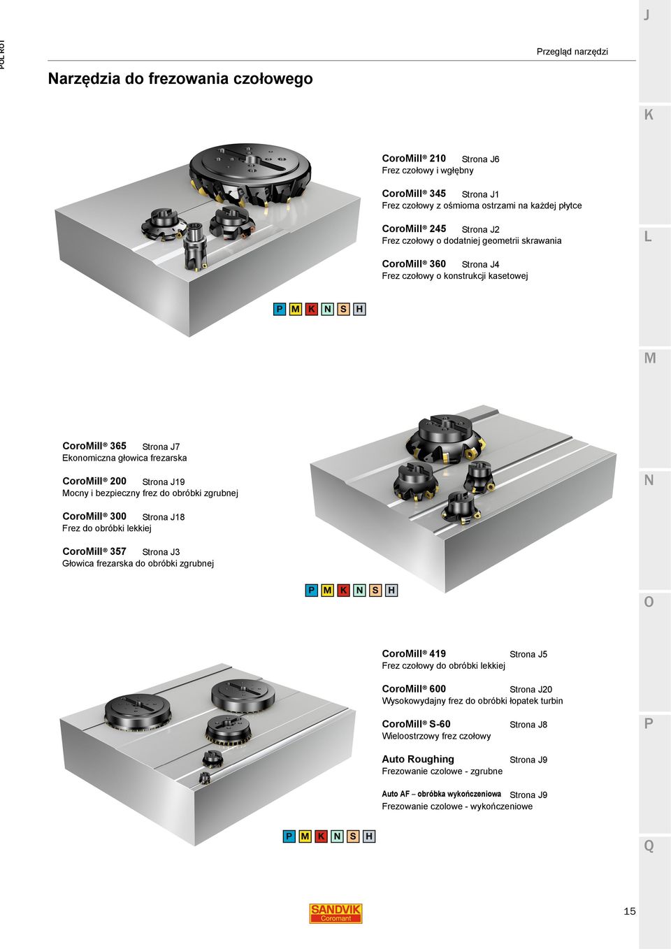 obróbki zgrubnej Coroill 300 Strona J18 Frez do obróbki lekkiej Coroill 357 Strona J3 Głowica frezarska do obróbki zgrubnej Coroill 419 Strona J5 Frez czołowy do obróbki lekkiej Coroill 600 Strona