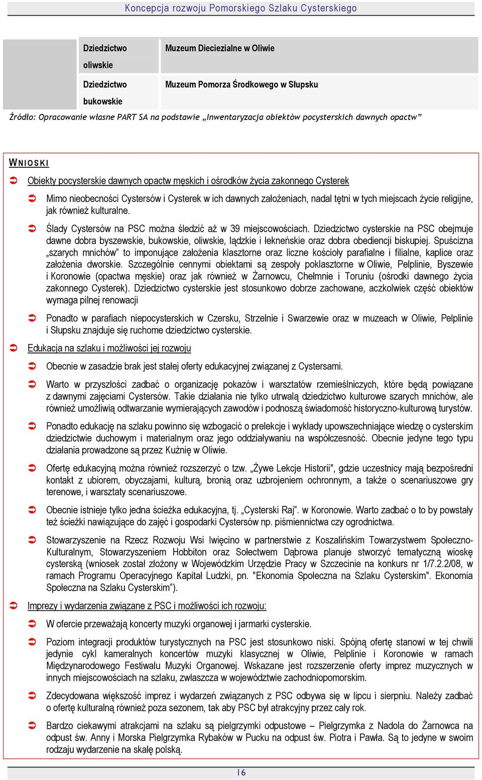 miejscach Ŝycie religijne, jak równieŝ kulturalne. Ślady Cystersów na PSC moŝna śledzić aŝ w 39 miejscowościach.