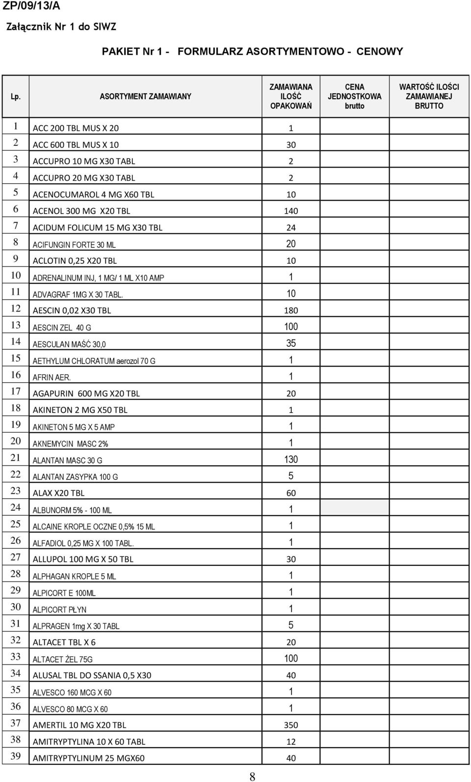 X30 TABL 2 5 ACENOCUMAROL 4 MG X60 TBL 10 6 ACENOL 300 MG X20 TBL 140 7 ACIDUM FOLICUM 15 MG X30 TBL 24 8 ACIFUNGIN FORTE 30 ML 20 9 ACLOTIN 0,25 X20 TBL 10 10 ADRENALINUM INJ, 1 MG/ 1 ML X10 AMP 1