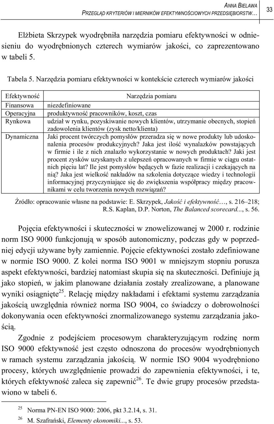 Narz dzia pomiaru efektywno ci w kontek cie czterech wymiarów jako ci Finansowa Operacyjna Rynkowa Dynamiczna Narz dzia pomiaru niezdefiniowane produktywno pracowników, koszt, czas udzia w rynku,