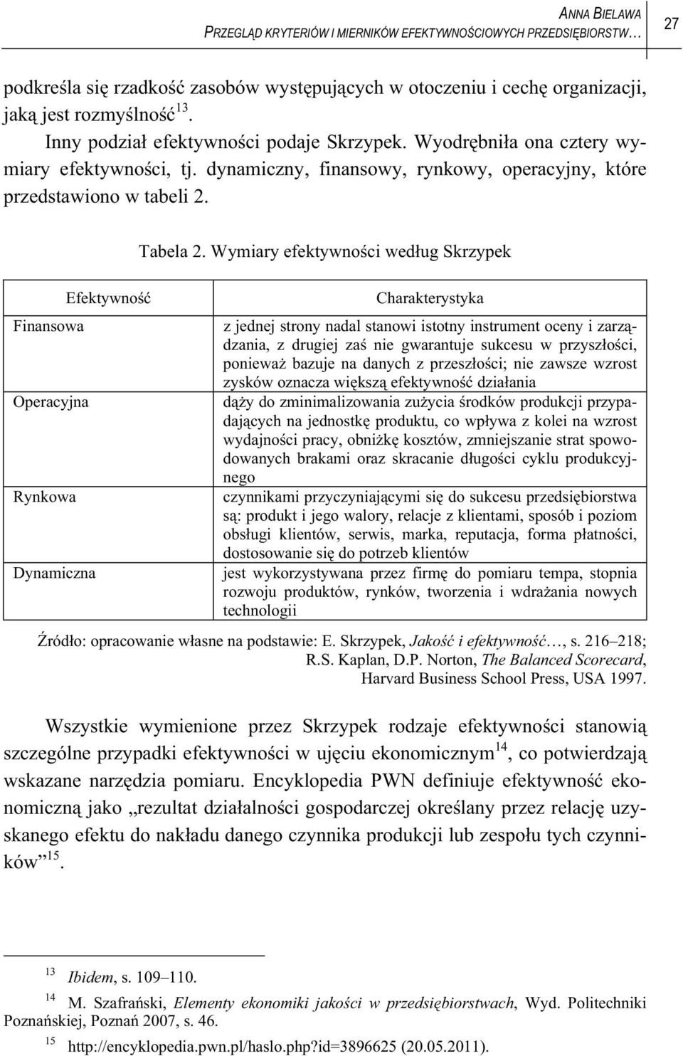 Finansowa Operacyjna Rynkowa Dynamiczna Tabela 2.